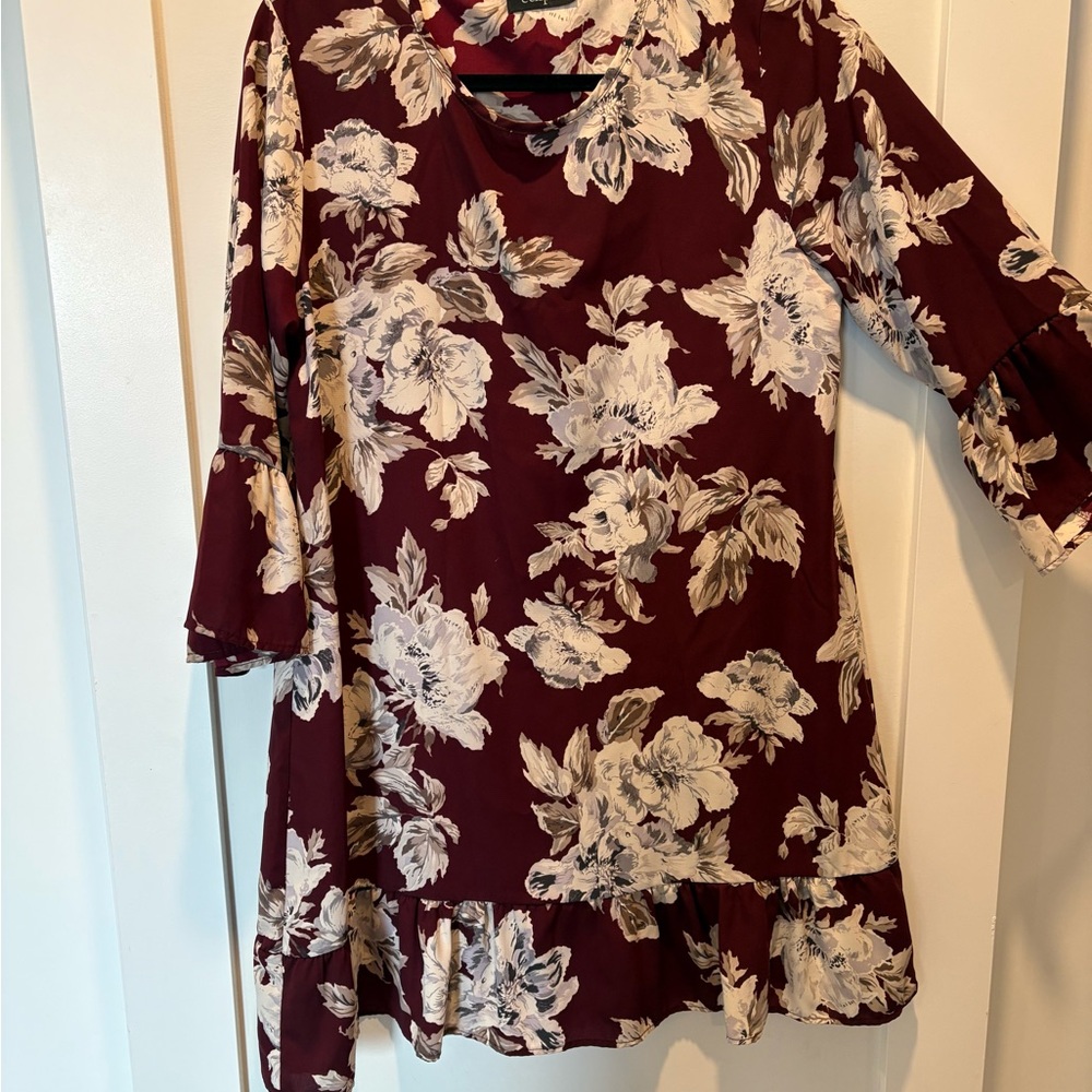 Eclipse Burgundy Floral Tunic Dress